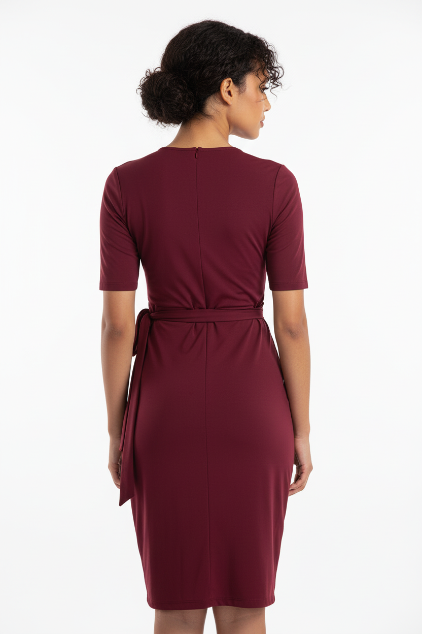 Burgundy dress back portrait