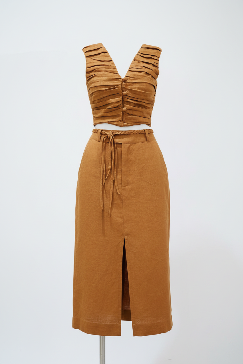 Caramel Linen Co-ord Set