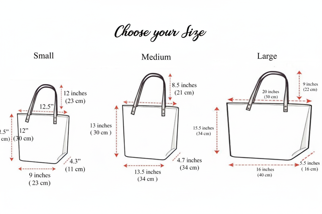 Choose Your Size Guide - Luxury Leather Tote