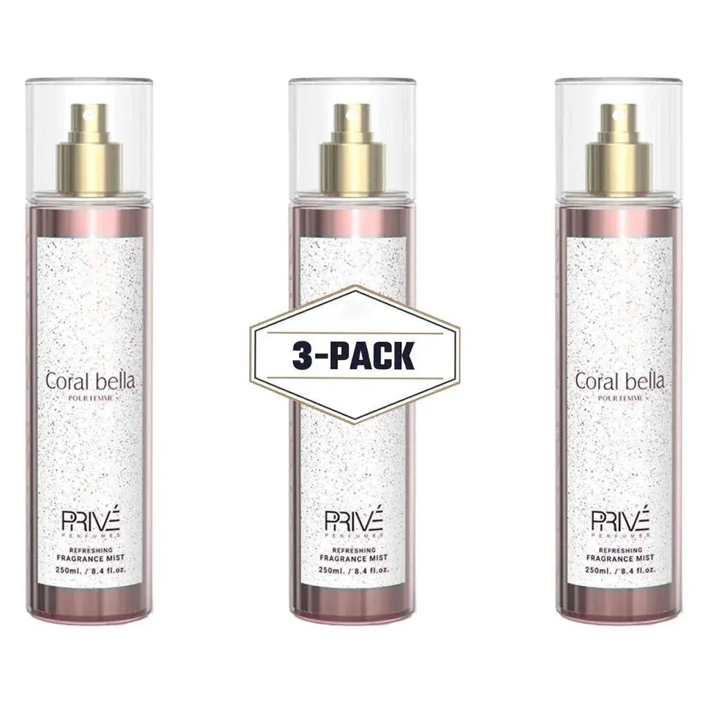 PRIVE Coral Belle (Pour Femme) - Body Mist - 250ML 3 PACK - Ivory Luxe