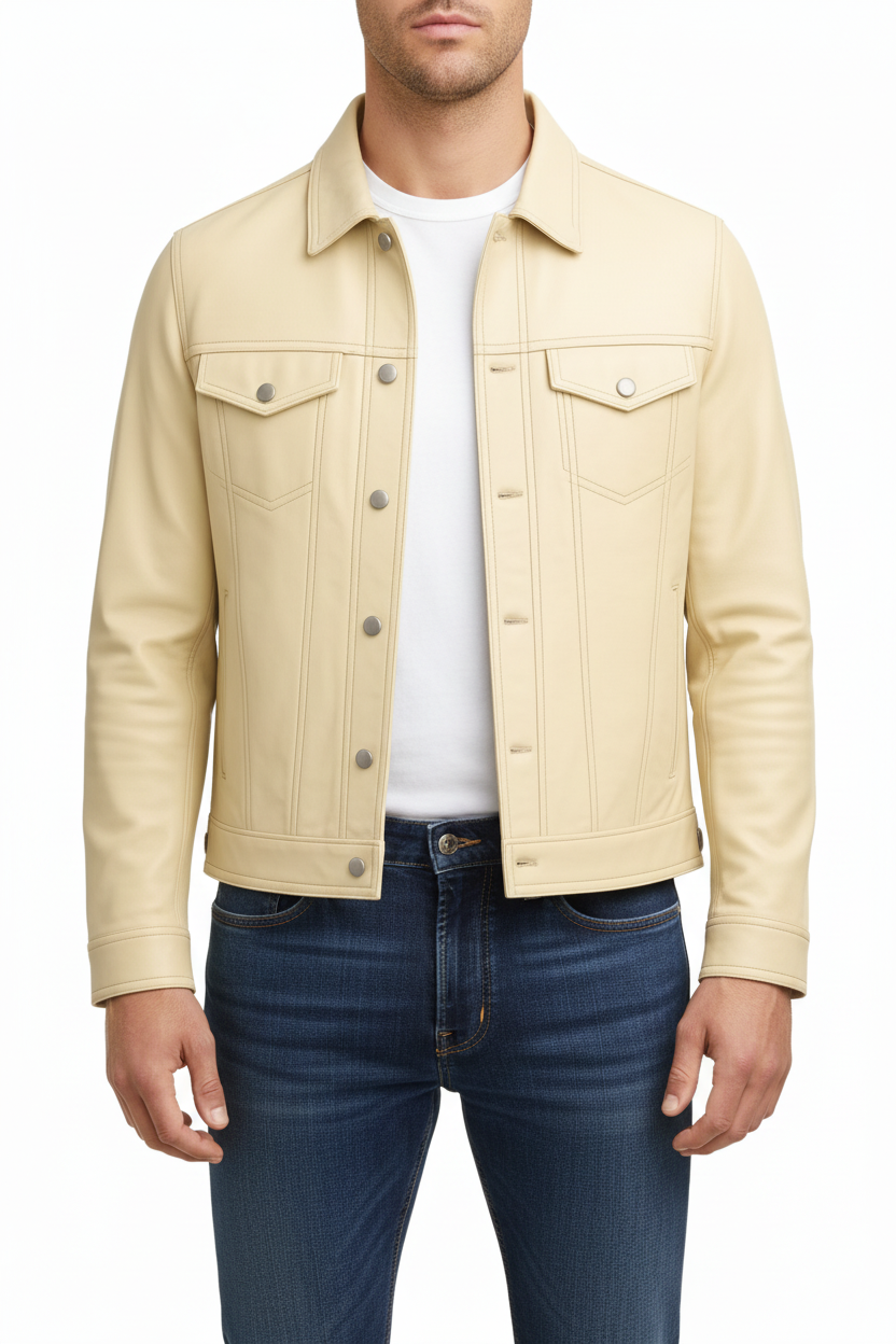 Cream Jacket Model Full Front