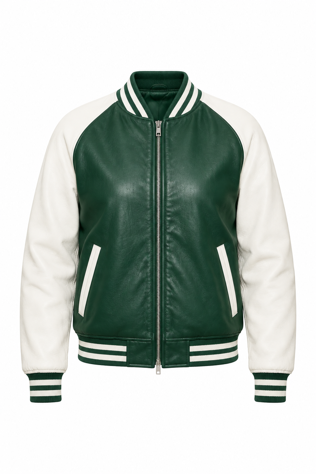 Women’s Leather Varsity Bomber Jacket