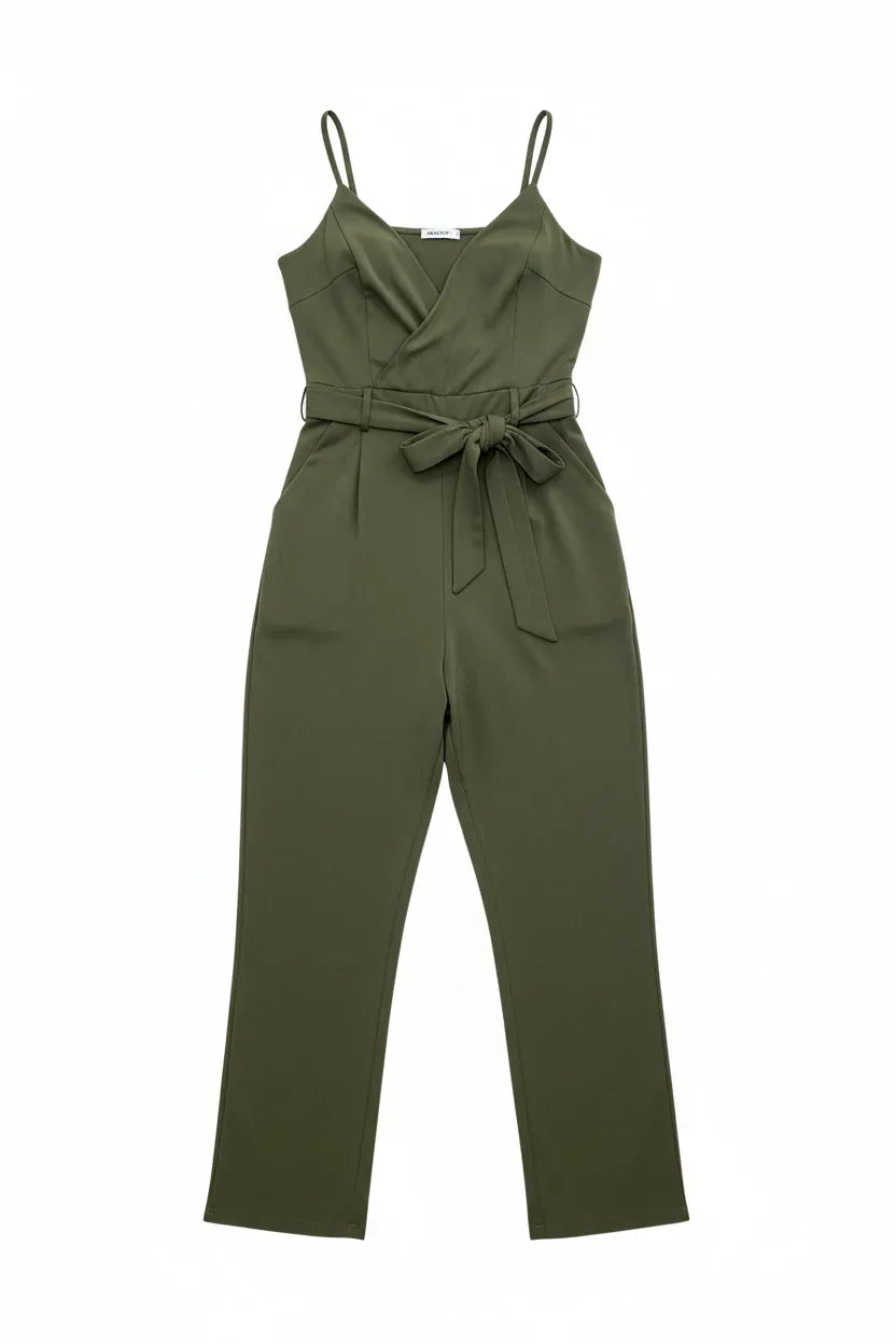 Women's Jumpsuit | One Size UK 8-14 | Tie Waist Occasion Wear - Ivory Luxe