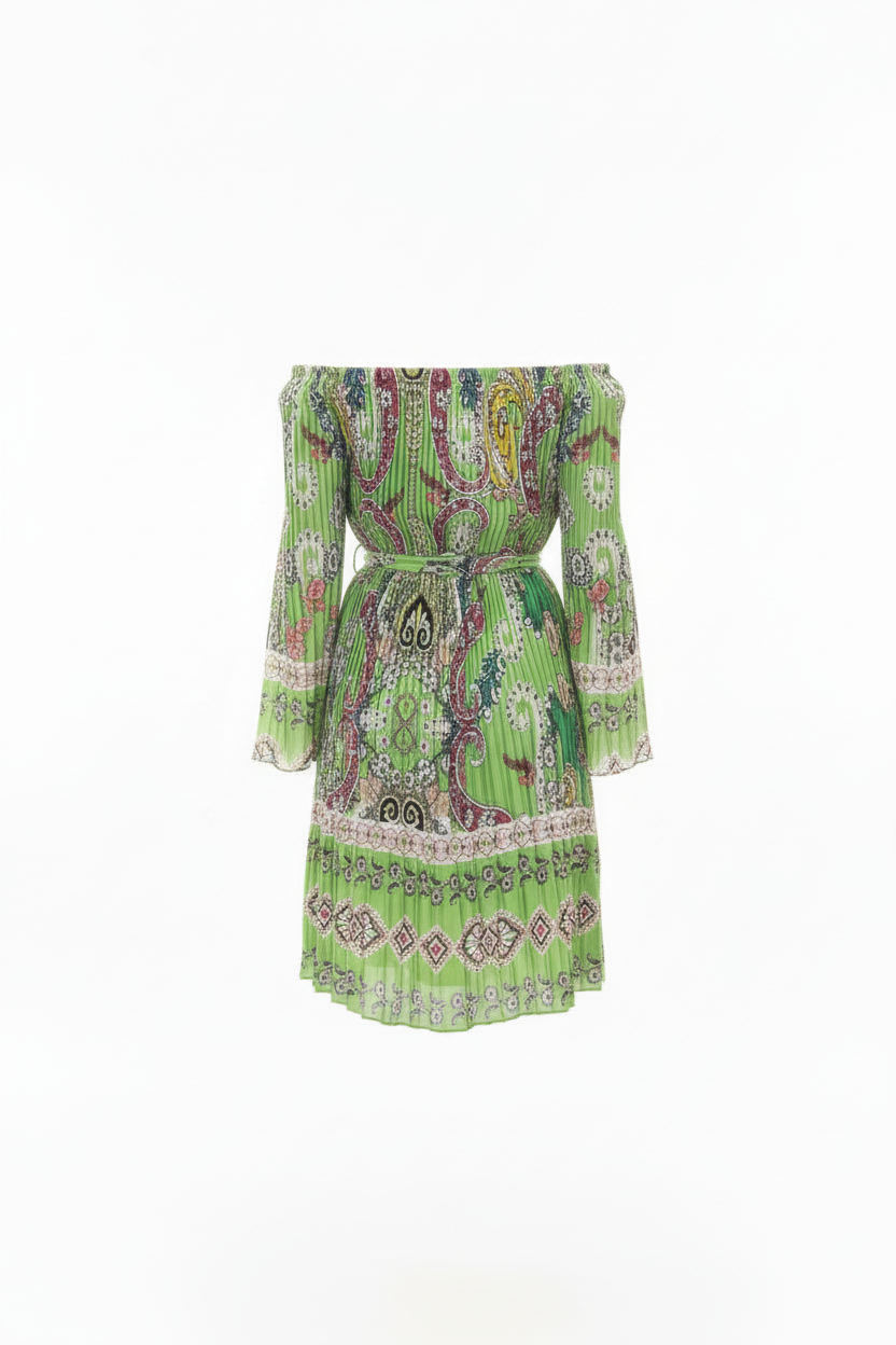 Green paisley dress back without model portrait