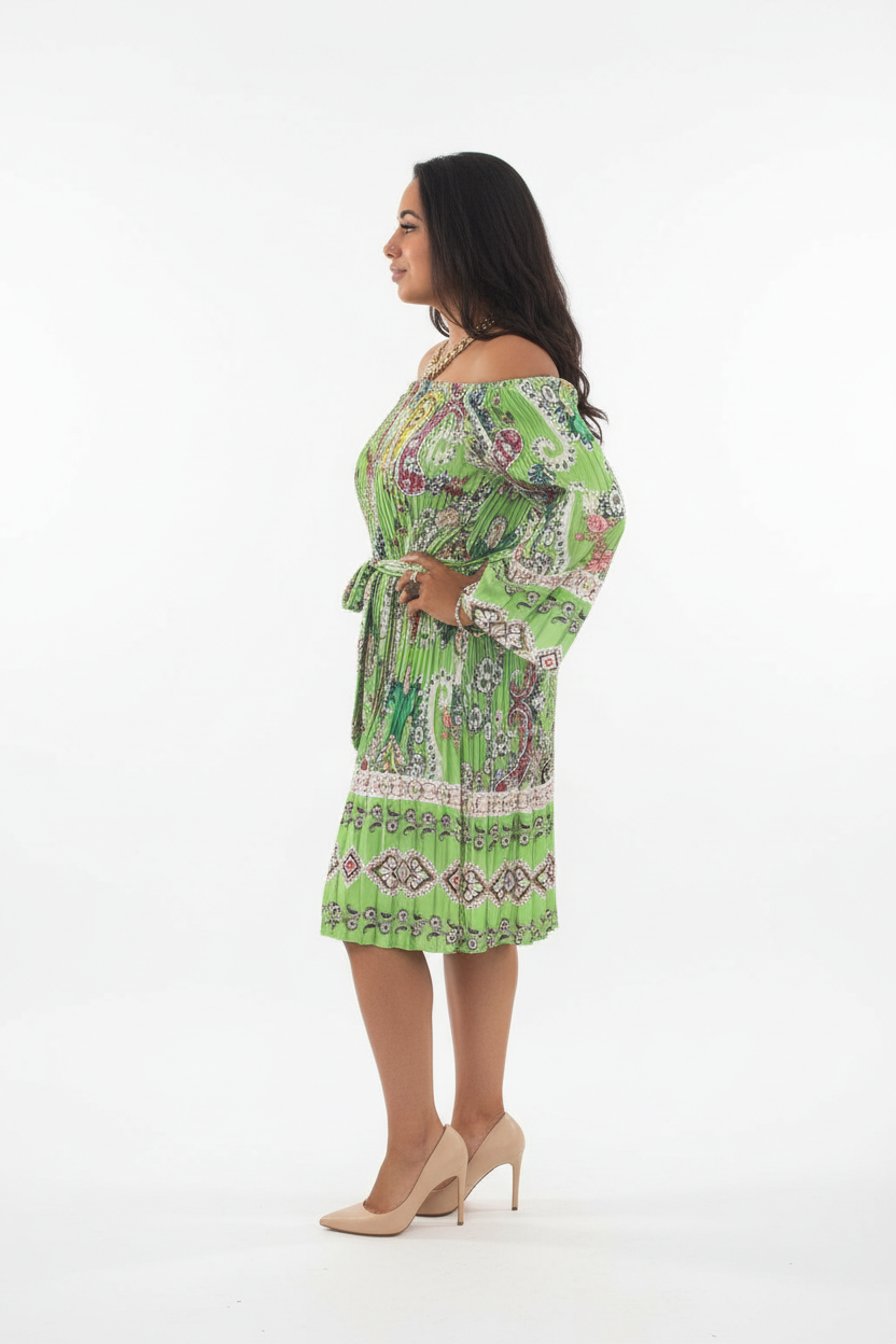 Green paisley dress - side view