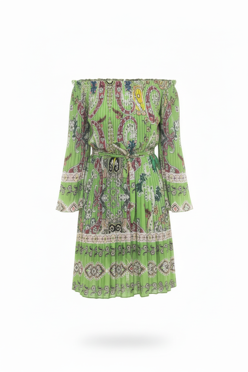 Green paisley dress without model portrait