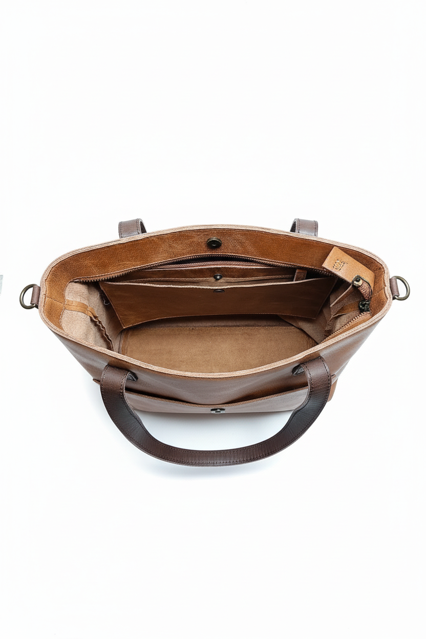 Leather Bag Interior on White Background