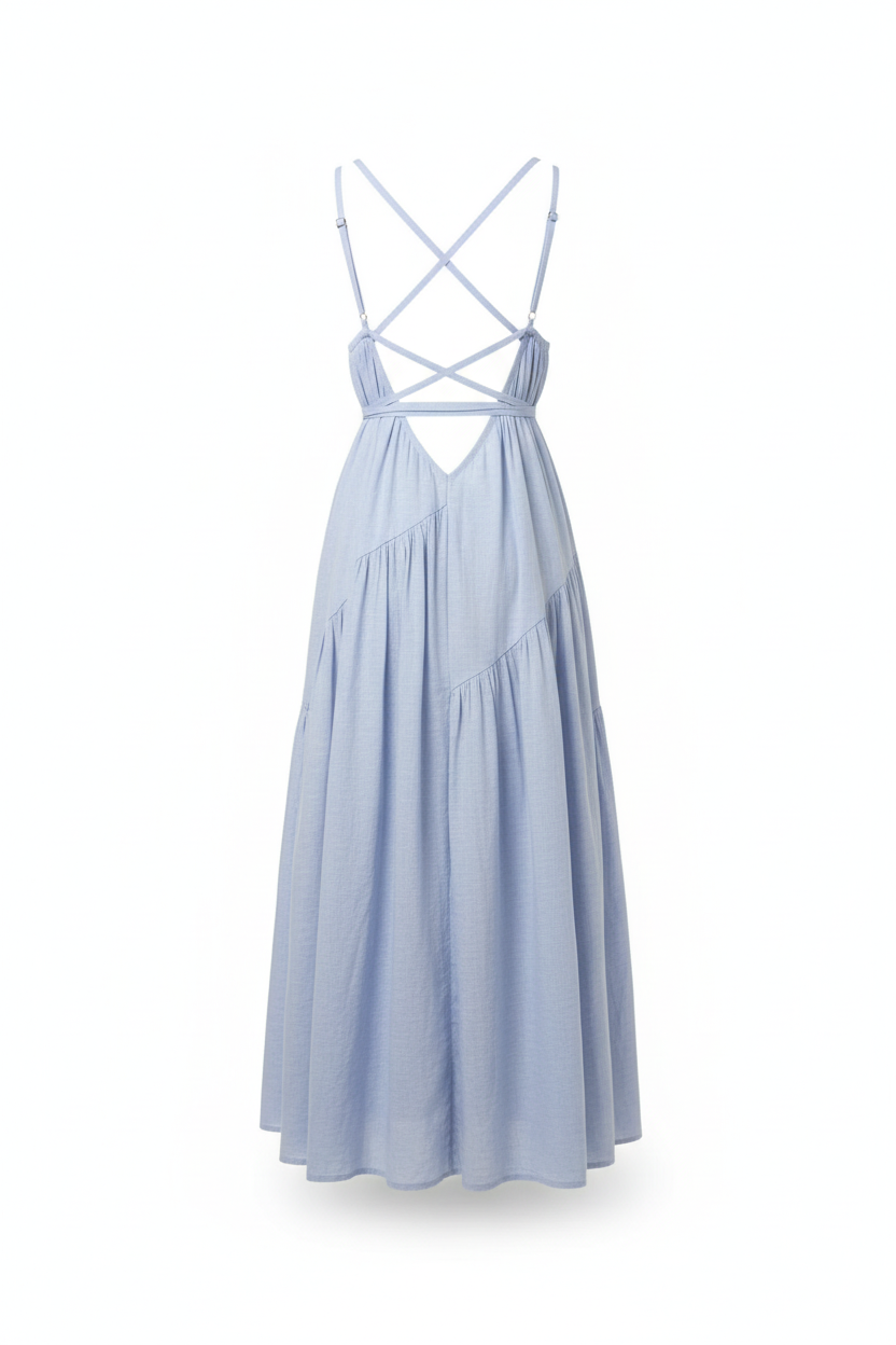 Light Blue Maxi Dress – Back View