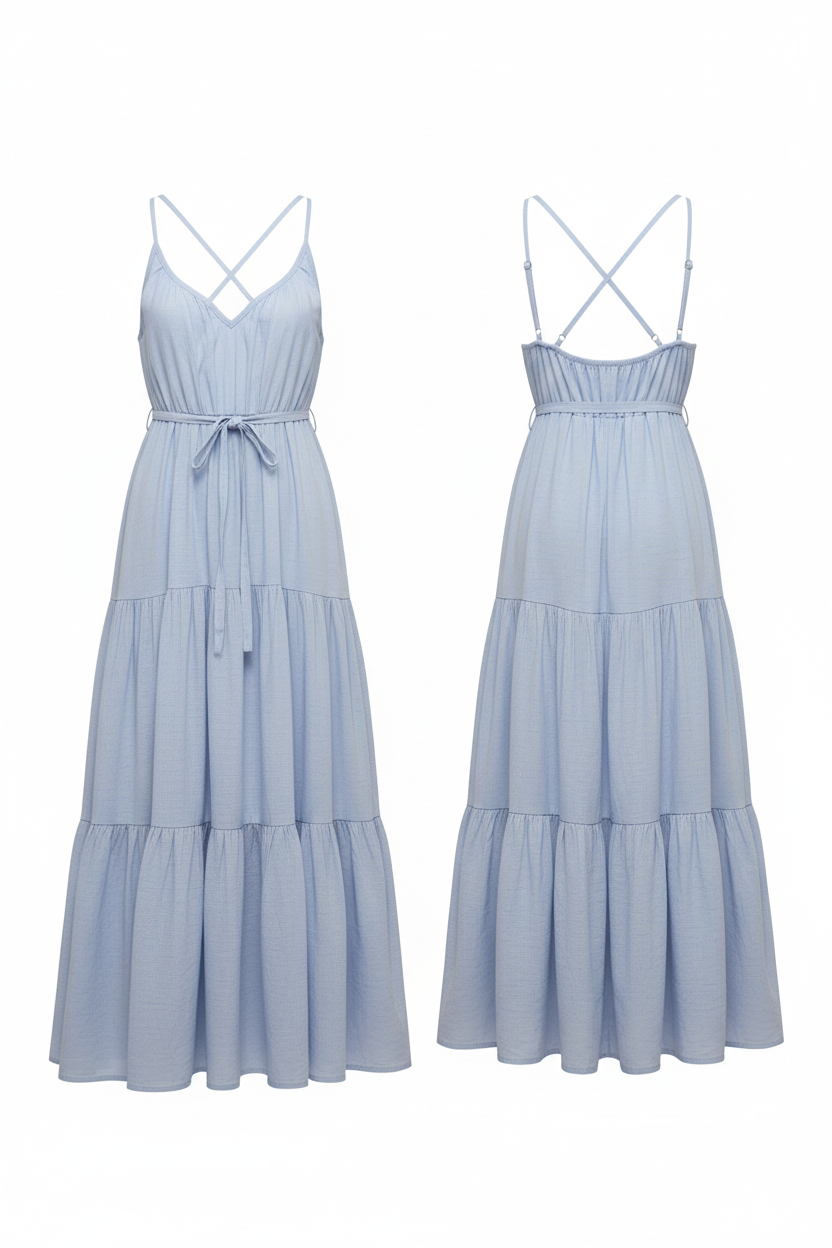 Light Blue Maxi Dress – White Background