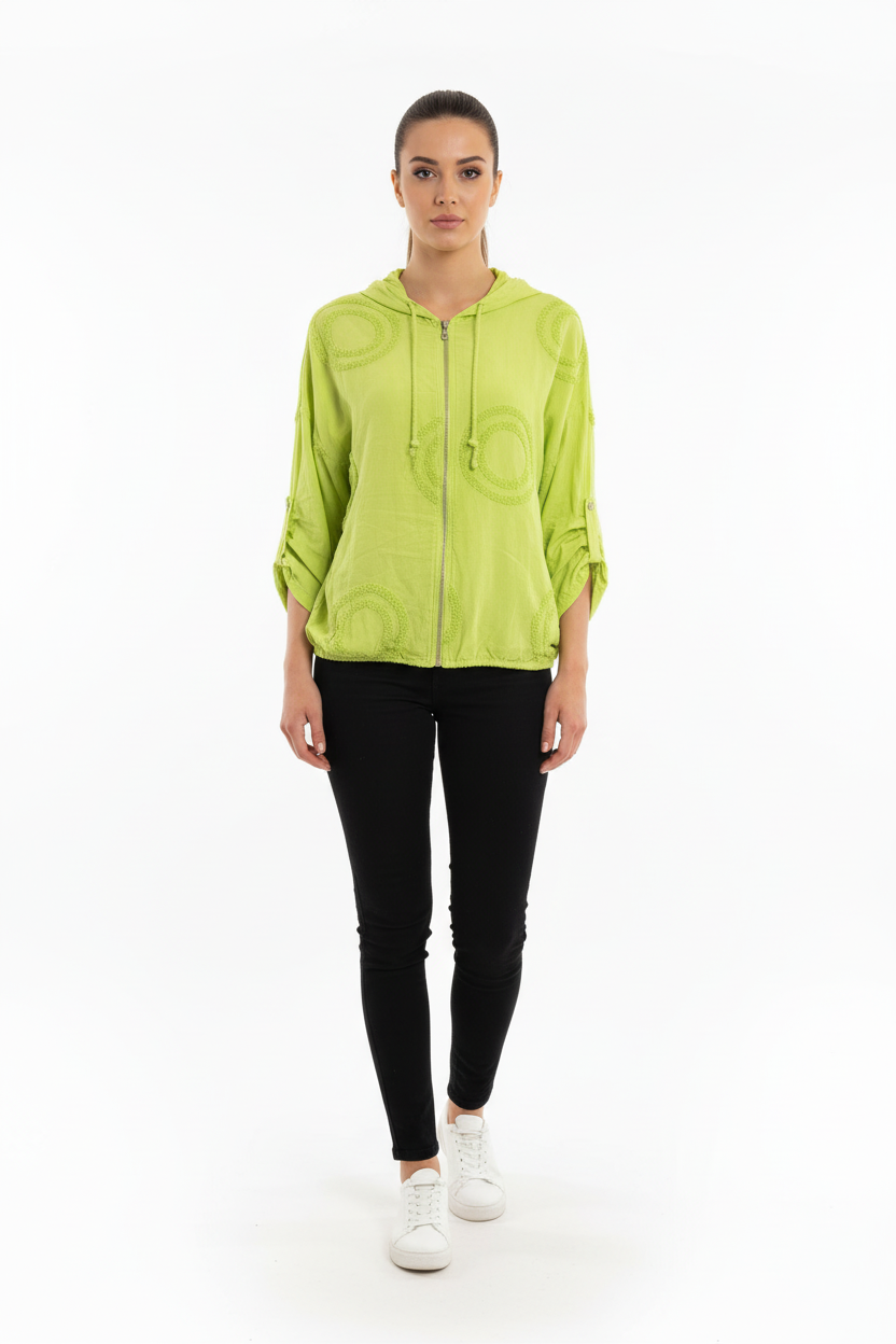 Lime Green Bomber Jacket on Model