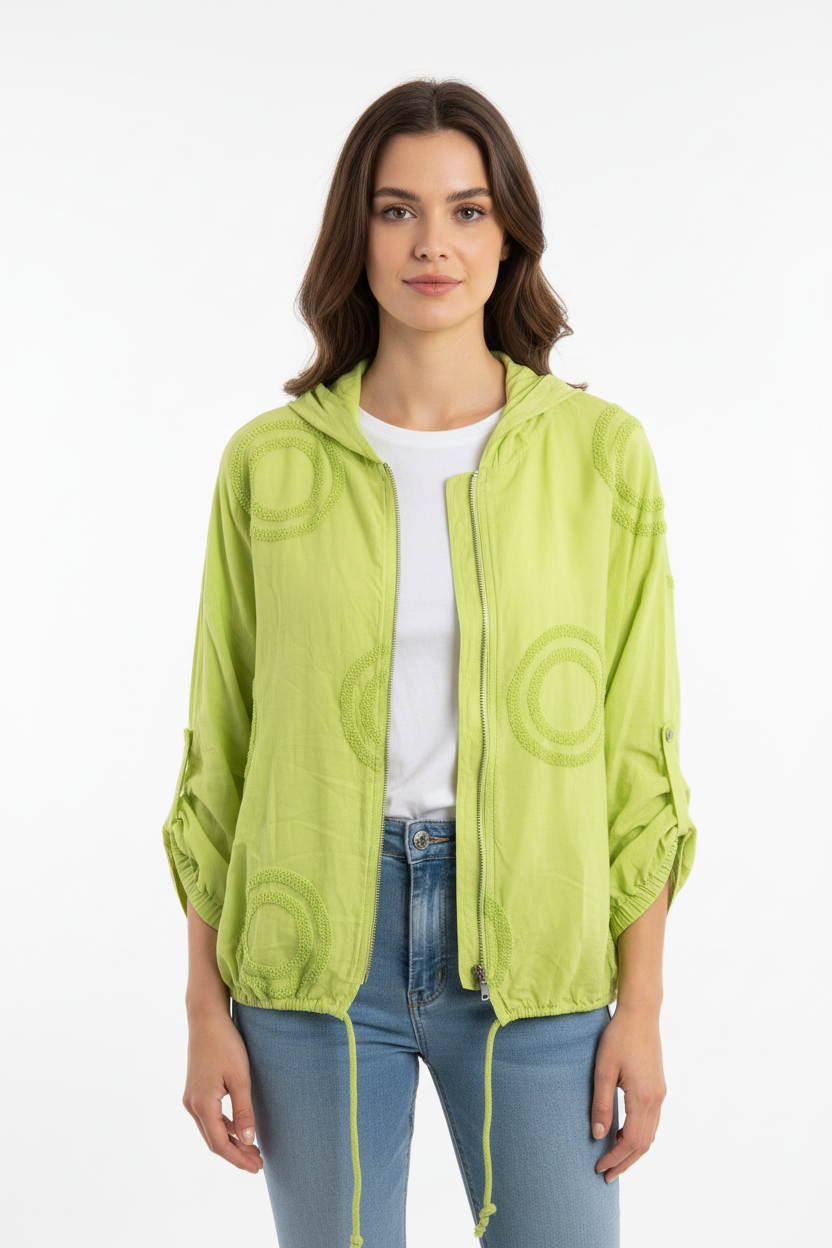Lime Green Bomber Jacket on Model