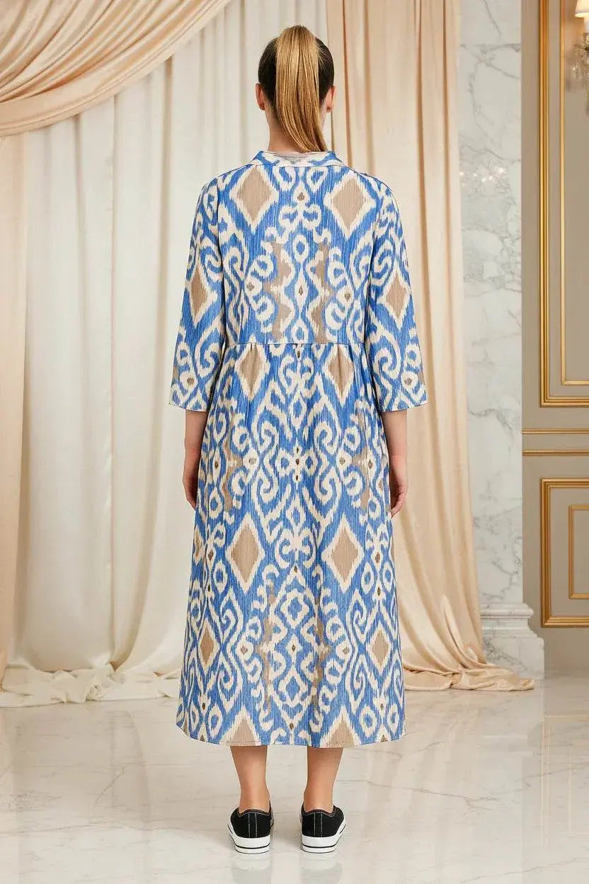 Italian Collar Button Maxi Dress - Ivory Luxe