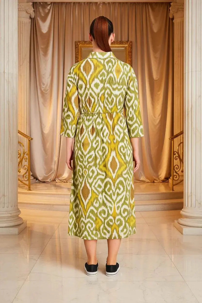 Italian Collar Button Maxi Dress - Ivory Luxe