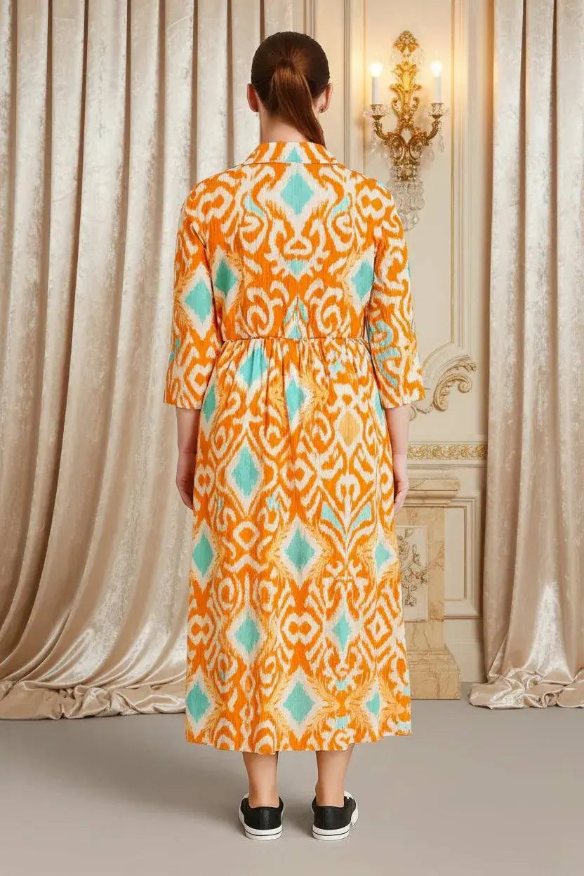 Italian Collar Button Maxi Dress - Ivory Luxe