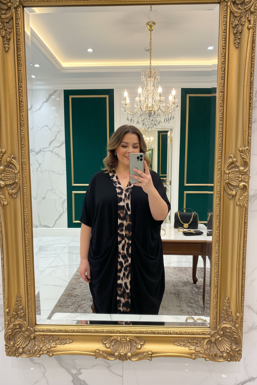 Luxurious mirror selfie with curvy model