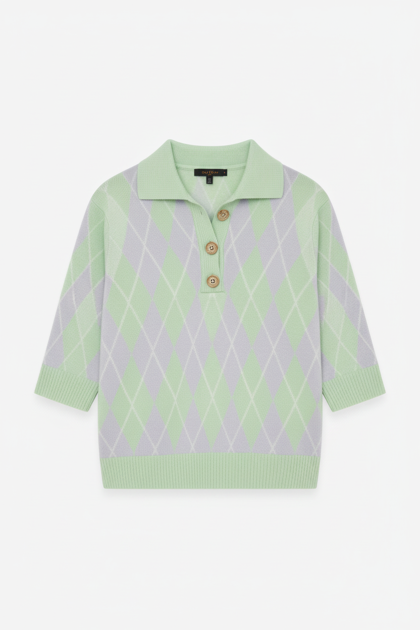 Mint Green Argyle Flat Lay Portrait