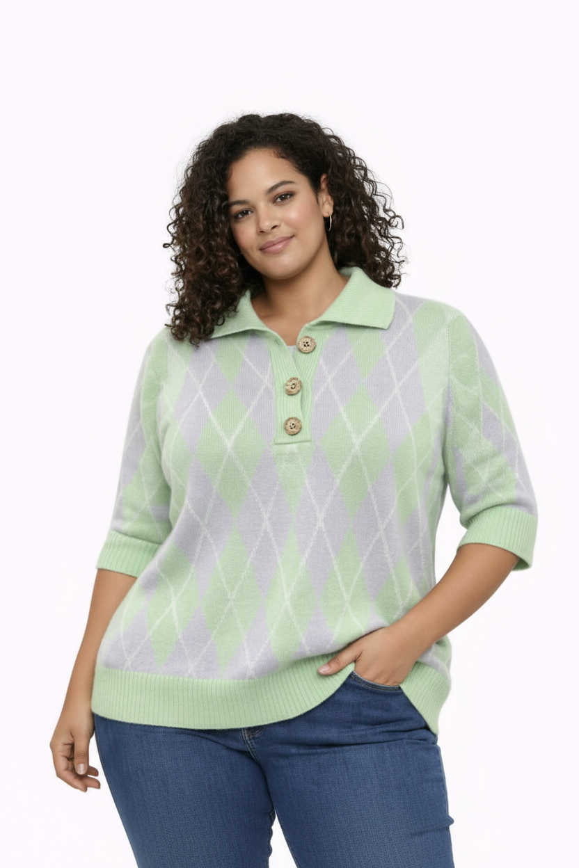 Mint Green Argyle Portrait