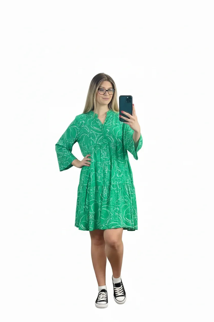 Floral Midi Smock Dress | Long Sleeve Women's Casual Dress UK - Ivory Luxe