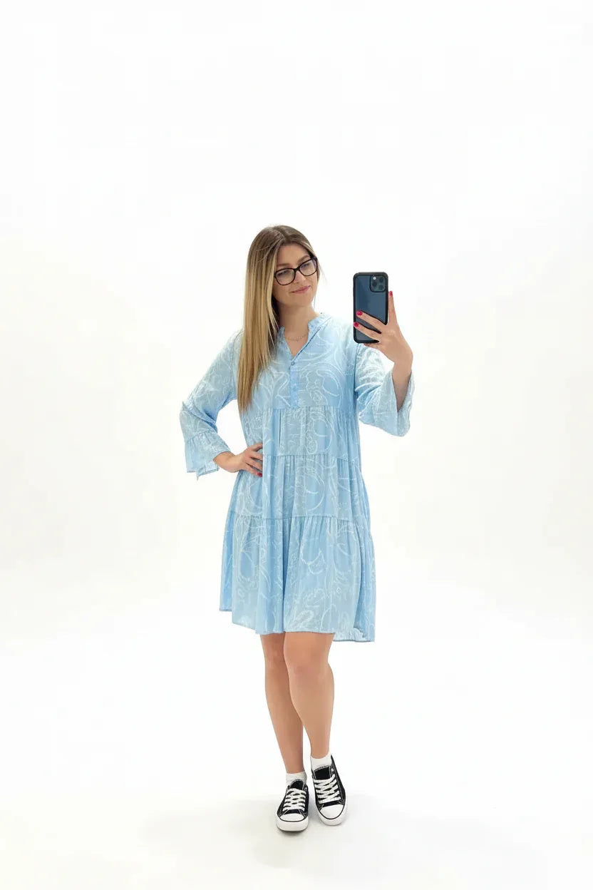 Floral Midi Smock Dress | Long Sleeve Women's Casual Dress UK - Ivory Luxe