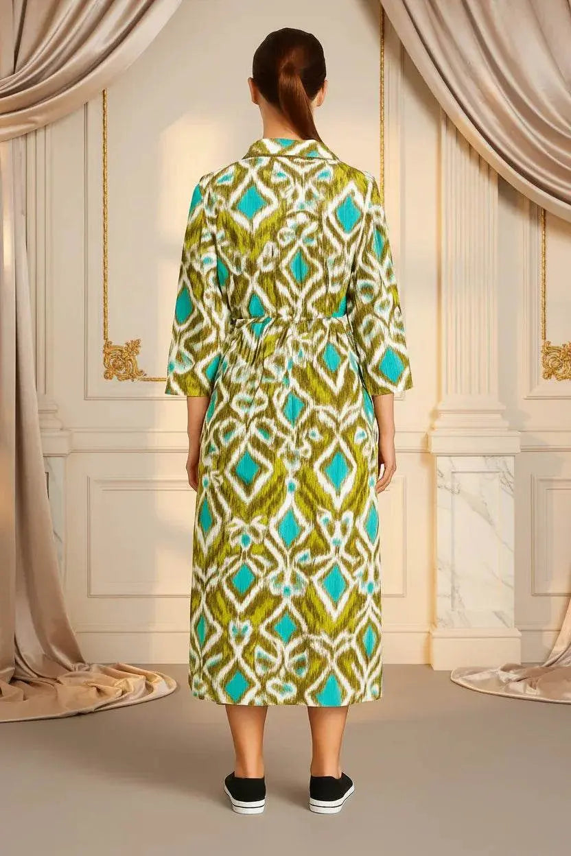 Italian Collar Button Maxi Dress - Ivory Luxe