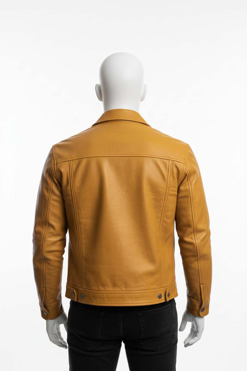 Mustard Leather Jacket Back