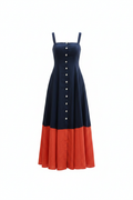 Navy & Orange Dress - Front
