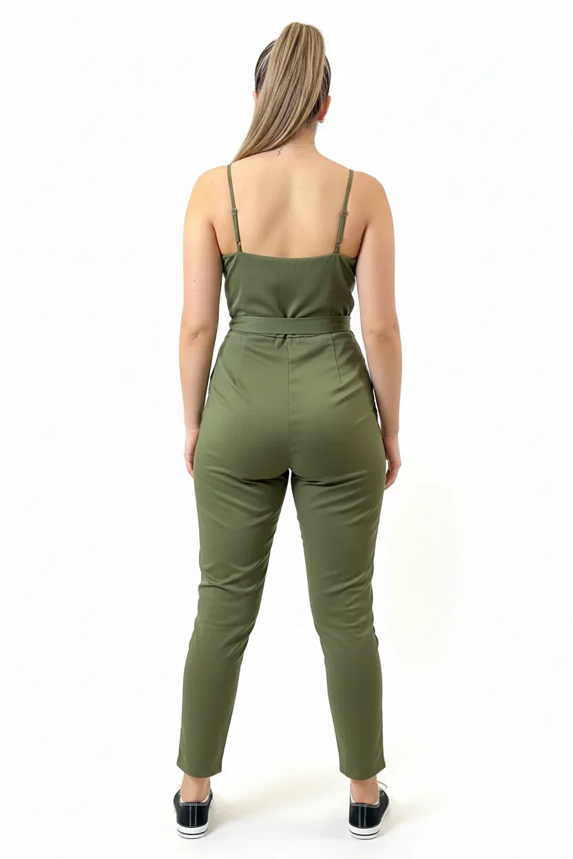 Women's Jumpsuit | One Size UK 8-14 | Tie Waist Occasion Wear - Ivory Luxe