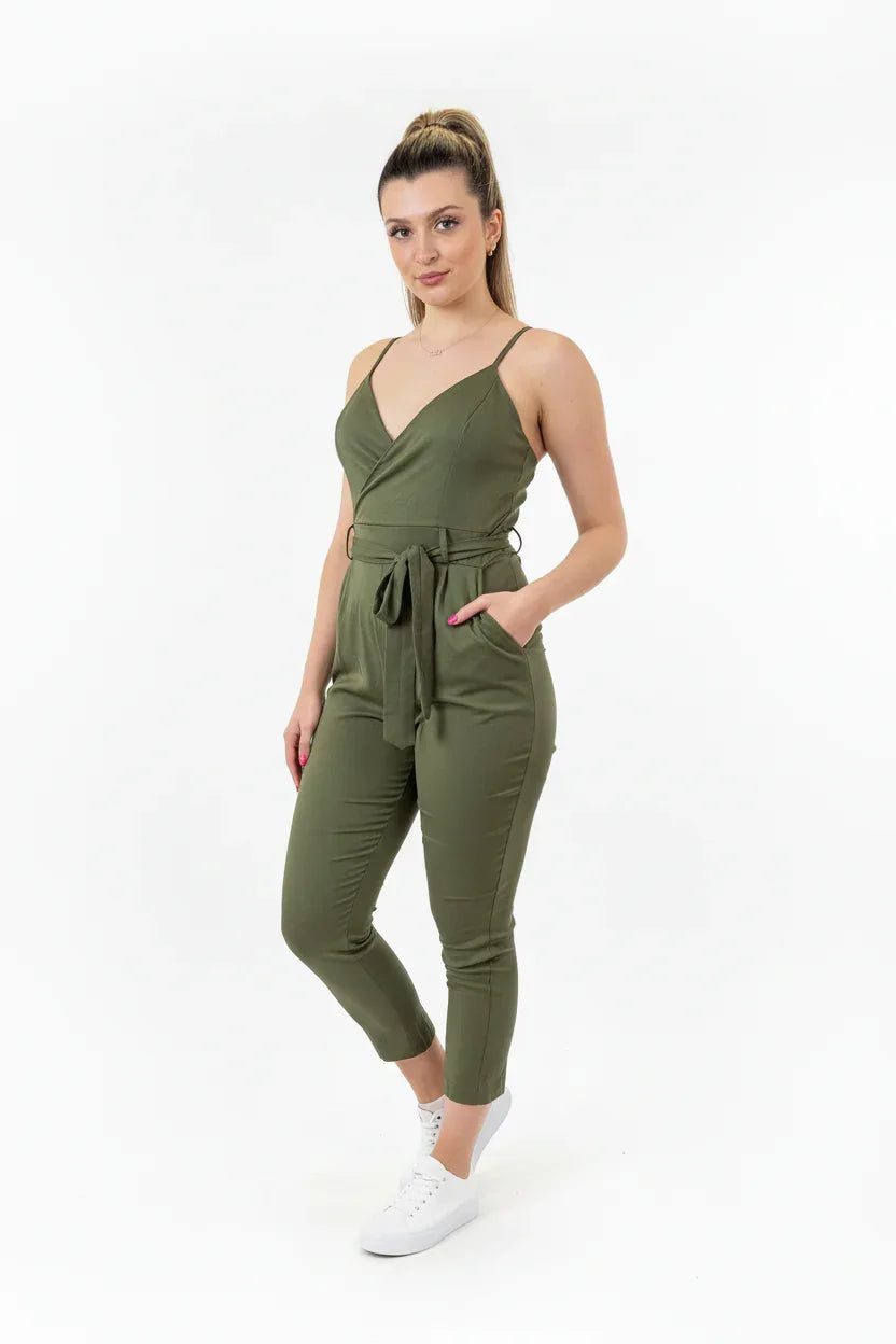 Women's Jumpsuit | One Size UK 8-14 | Tie Waist Occasion Wear - Ivory Luxe