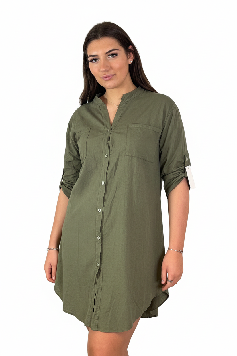 Olive Green Tunic Front - White Background