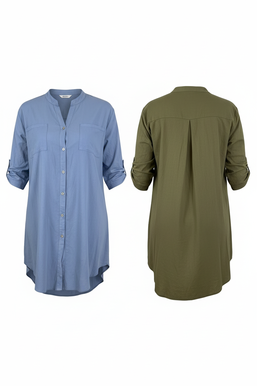 Olive Green Tunic on White Background