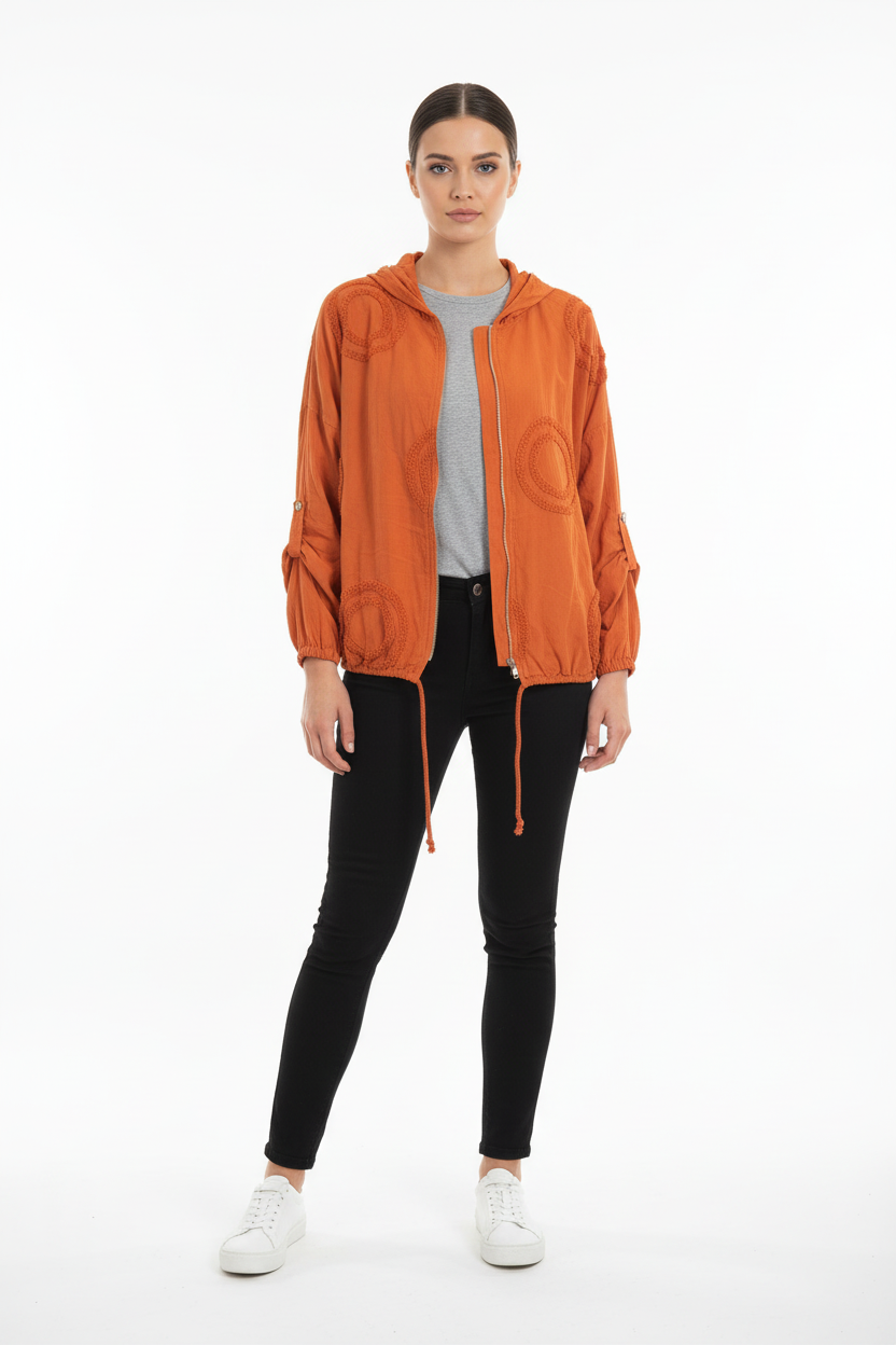 Orange Bomber Jacket on Model
