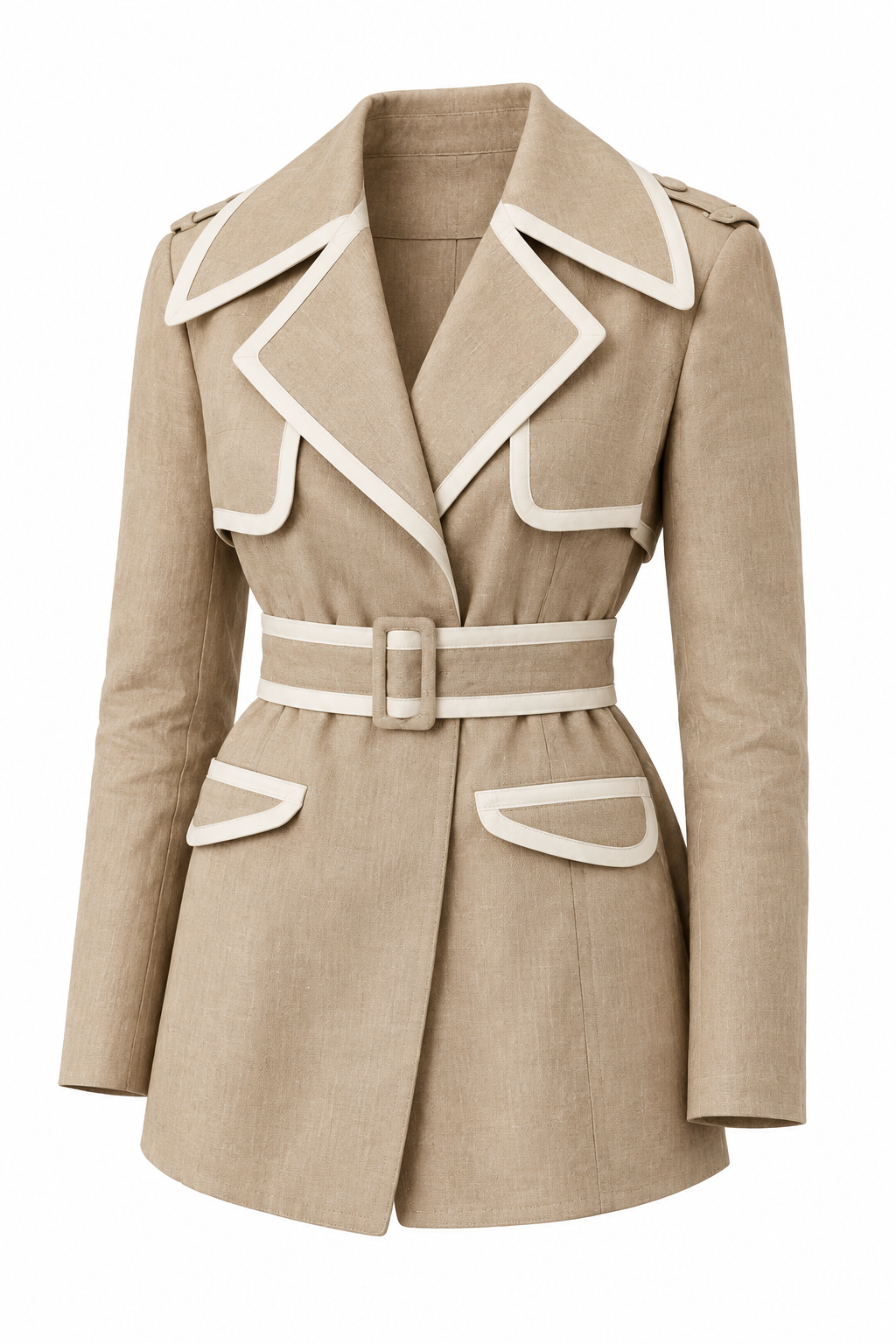 Original sand linen blazer on a white background