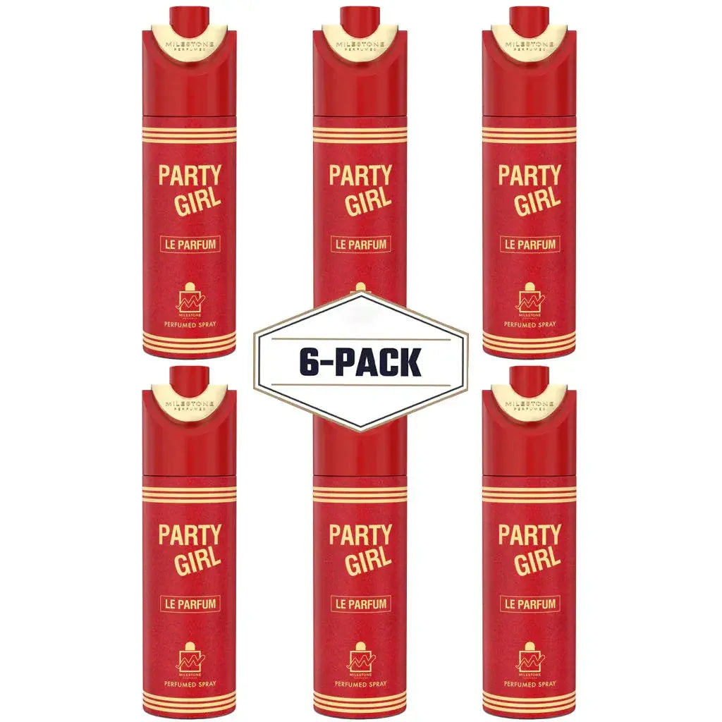 MILESTONE Party Girl Le Parfum (Pour Femme) - 200ML Deodorant 6 Pack - Ivory Luxe