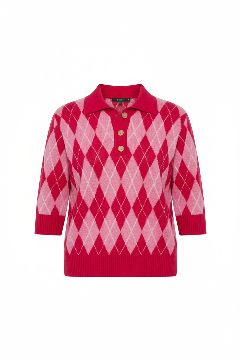 Pink and Red Argyle Flat Lay Portrait