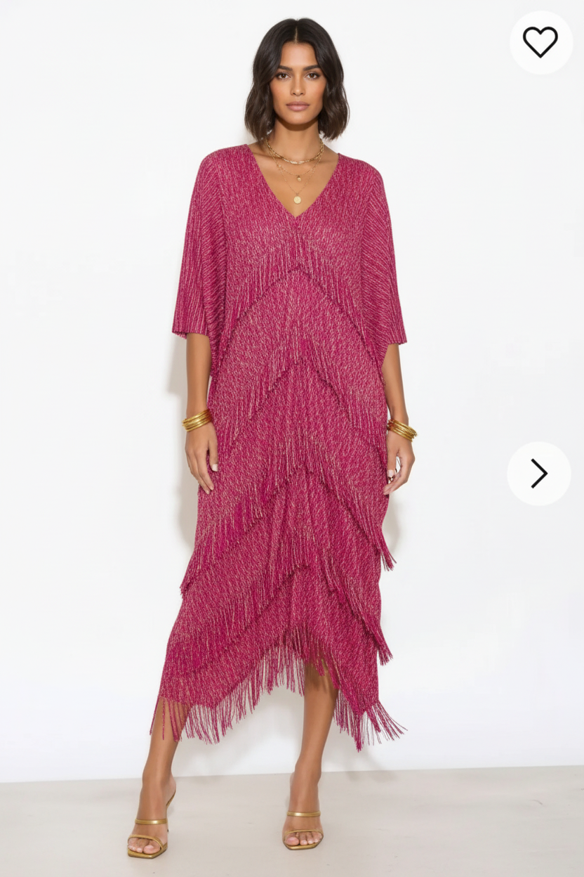 Pink Fringe Kaftan