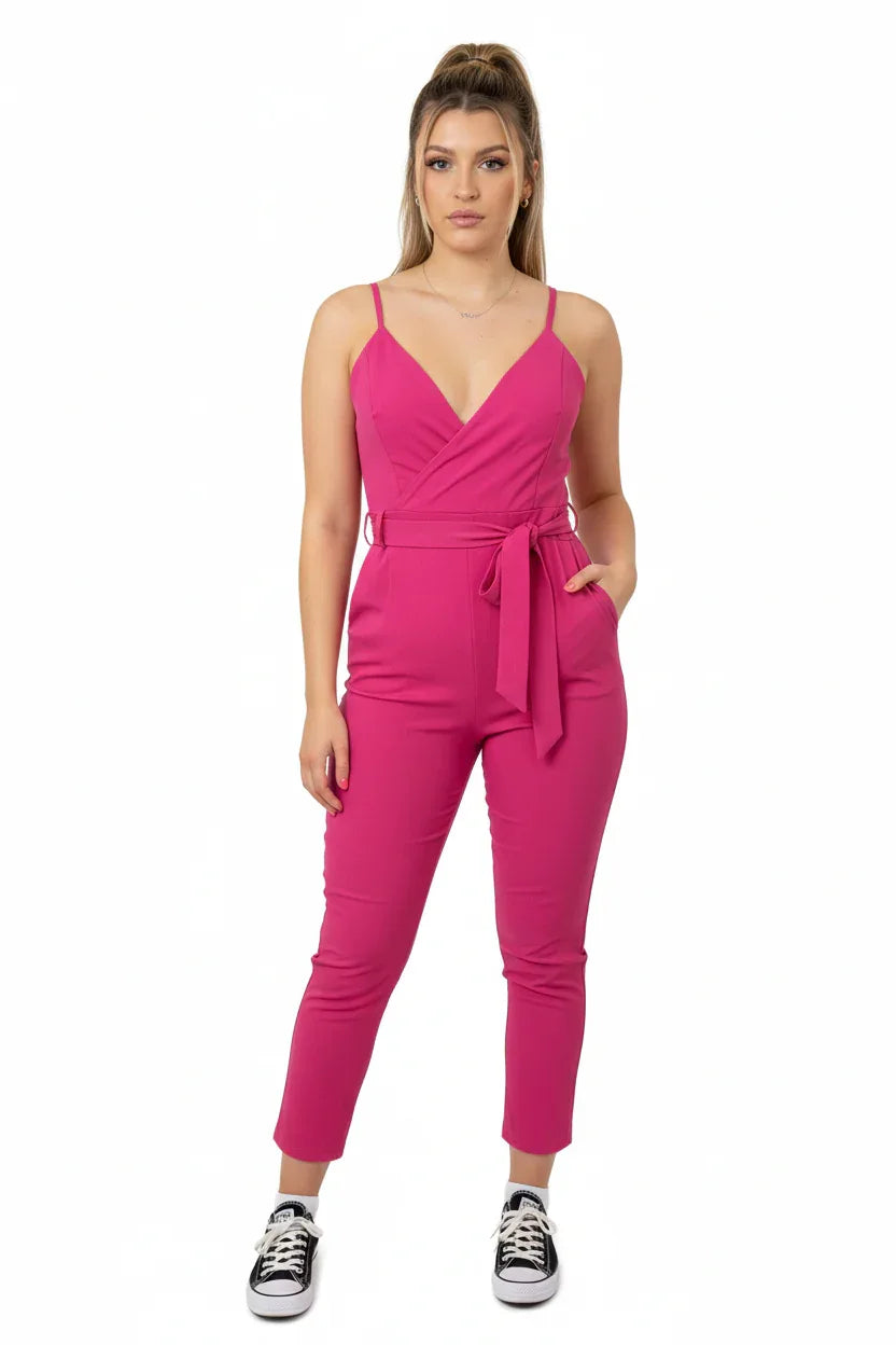 Women's Jumpsuit | One Size UK 8-14 | Tie Waist Occasion Wear - Ivory Luxe