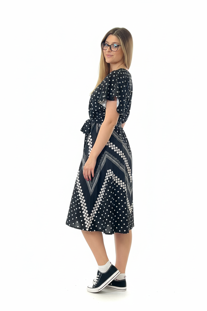 Side view - polka dot midi dress