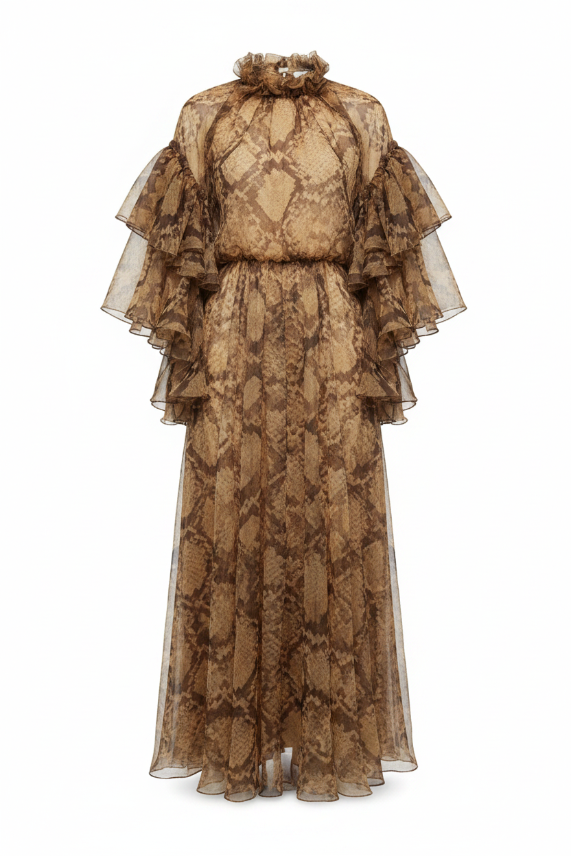 Snake Print Dress on White Background