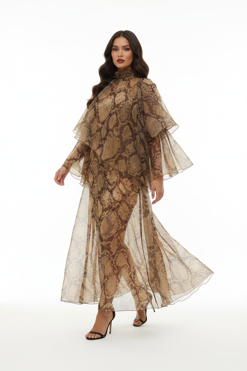 Snake Print Dress - Walking