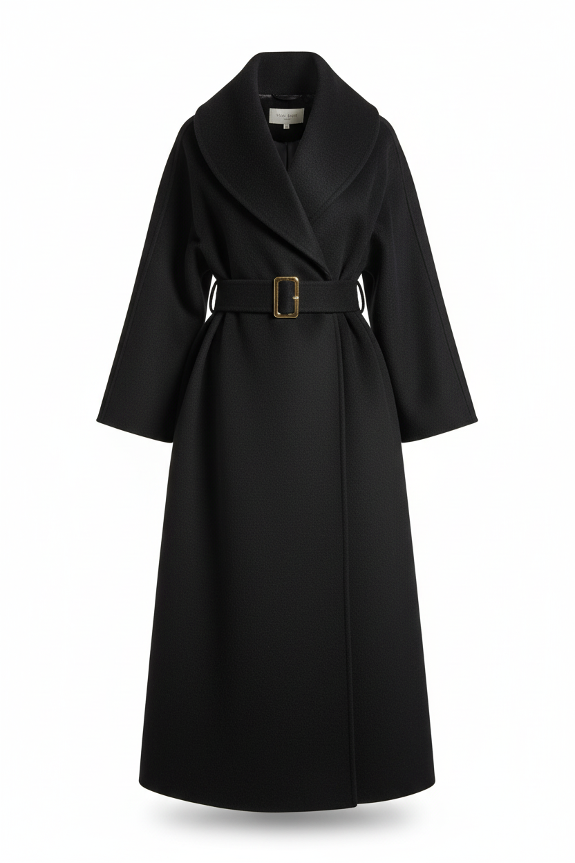 Women's 100% Wool Oversized Wrap Coat | Floor-Length Shawl Collar