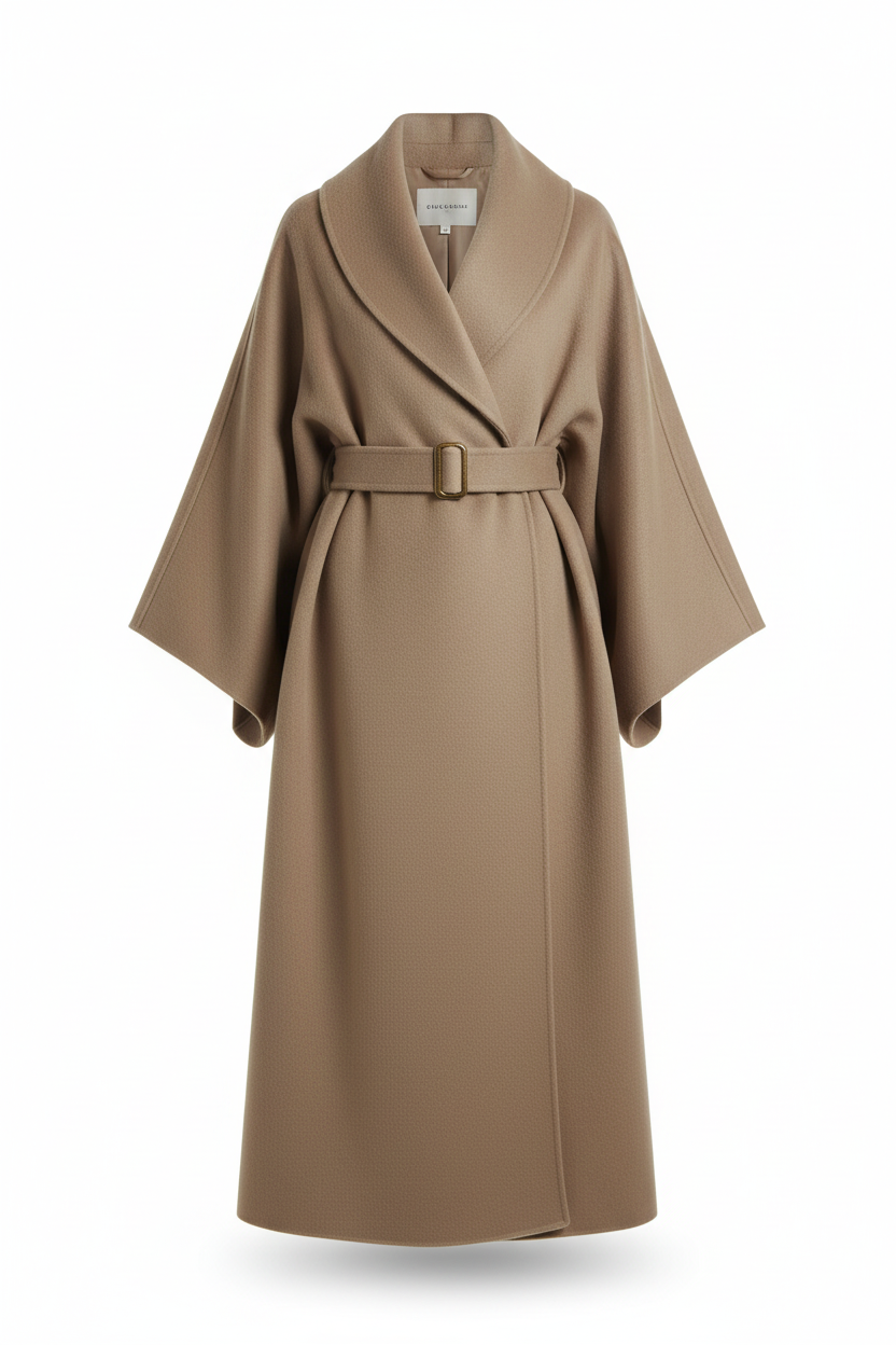 Women's 100% Wool Oversized Wrap Coat | Floor-Length Shawl Collar
