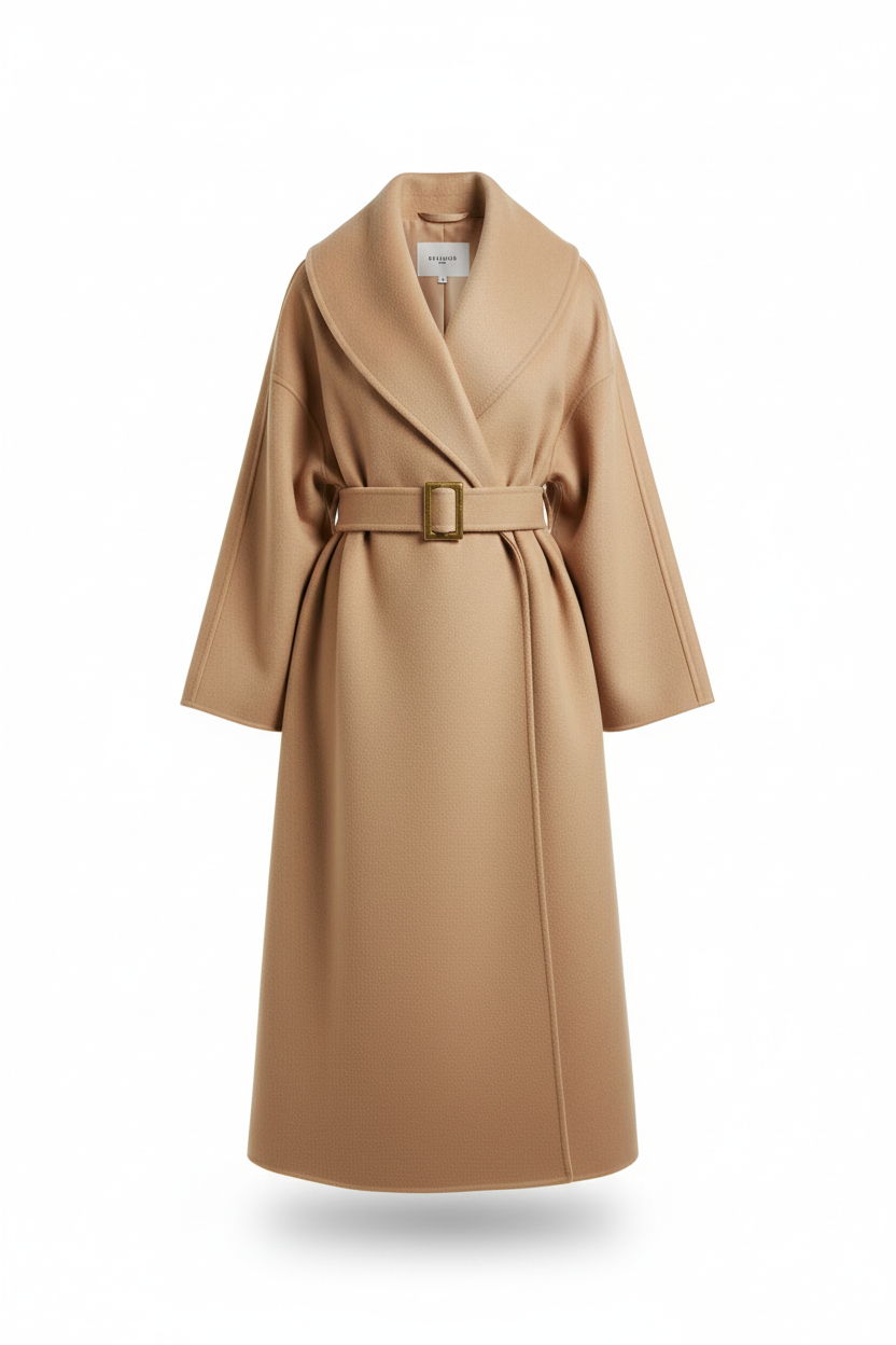 Women's 100% Wool Oversized Wrap Coat | Floor-Length Shawl Collar