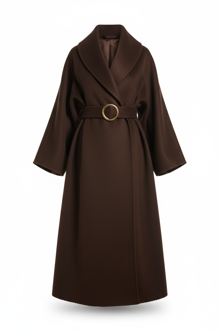 Women's 100% Wool Oversized Wrap Coat | Floor-Length Shawl Collar