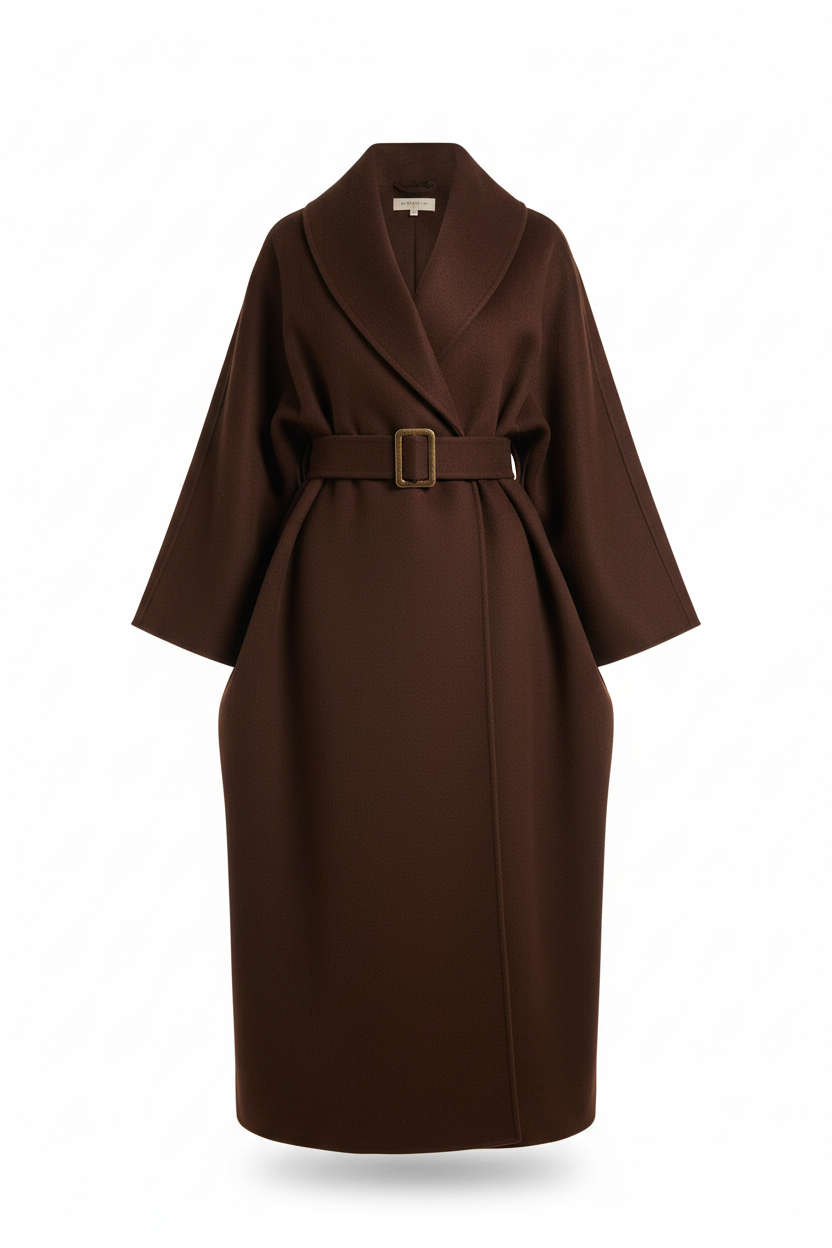 Women's 100% Wool Oversized Wrap Coat | Floor-Length Shawl Collar