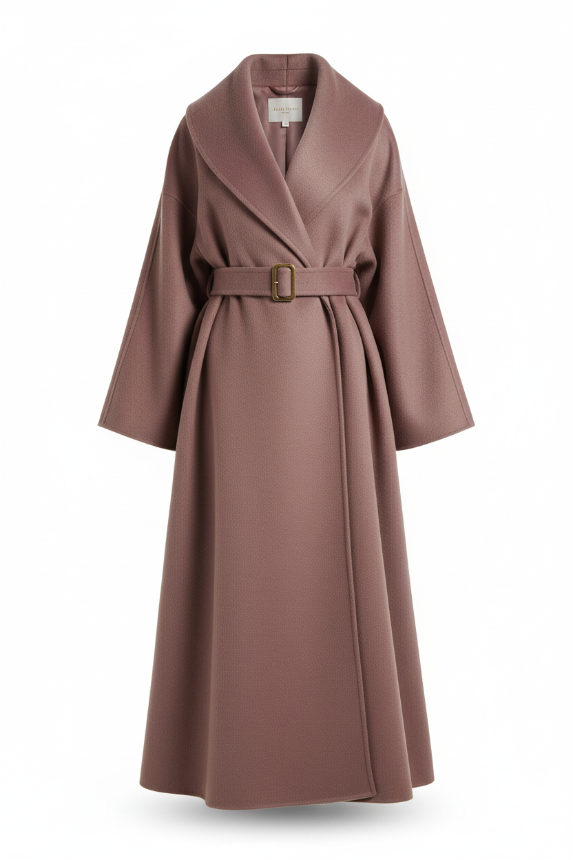 Women's 100% Wool Oversized Wrap Coat | Floor-Length Shawl Collar