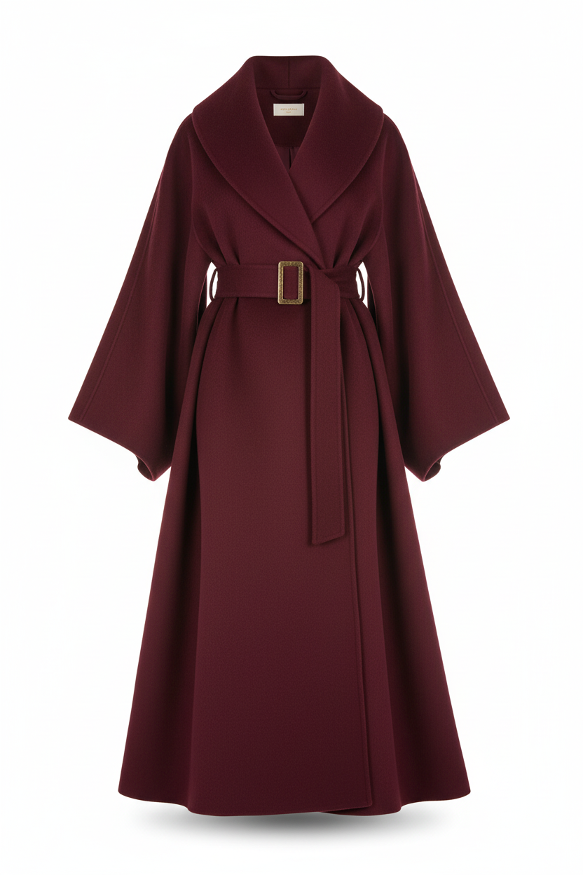 Women's 100% Wool Oversized Wrap Coat | Floor-Length Shawl Collar