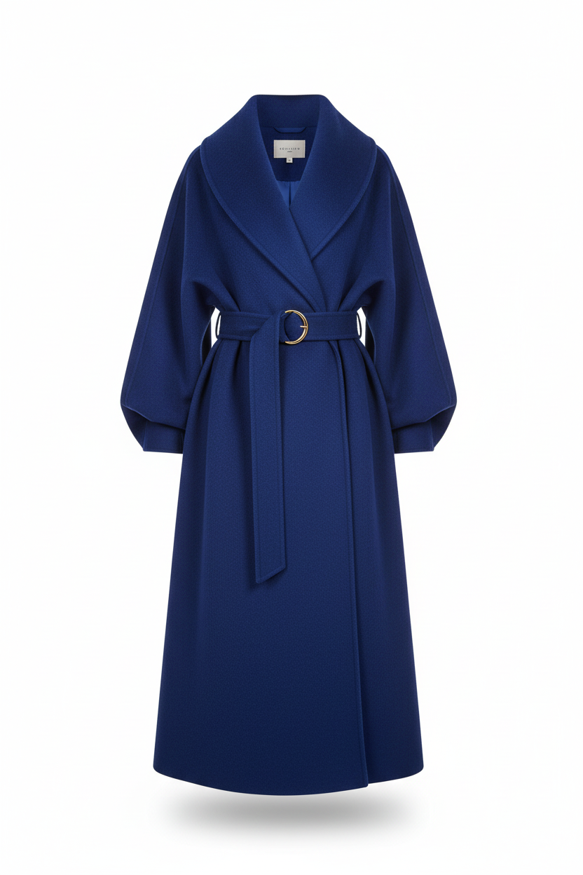 Women's 100% Wool Oversized Wrap Coat | Floor-Length Shawl Collar