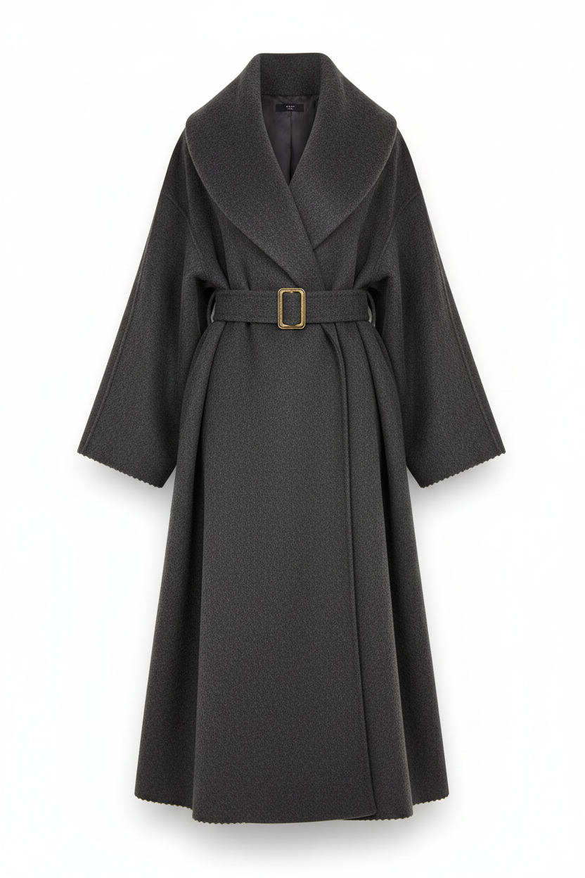 Women's 100% Wool Oversized Wrap Coat | Floor-Length Shawl Collar