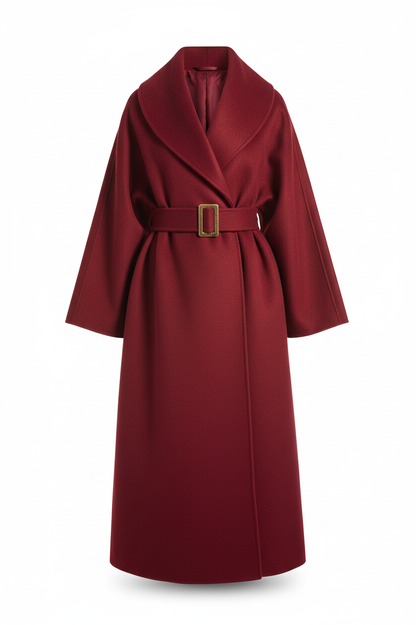 Women's 100% Wool Oversized Wrap Coat | Floor-Length Shawl Collar