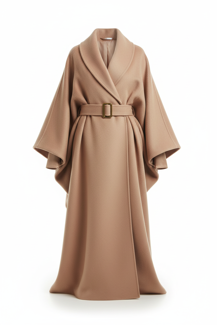 Women's 100% Wool Oversized Wrap Coat | Floor-Length Shawl Collar